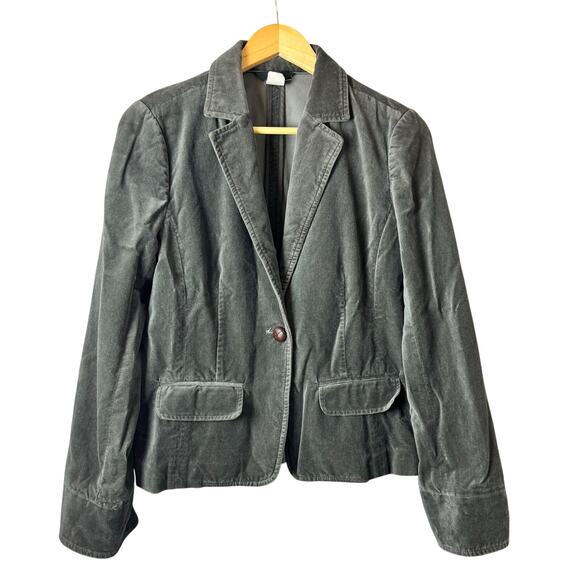 J.Crew Velvet Blazer Jacket Women’s Sz 10 Gray Green Preppy Academia Minimalist - Picture 1 of 10